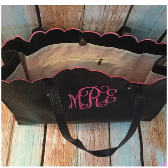 Scallop Fashion Handbag Tote Black - Picture 4 of 6